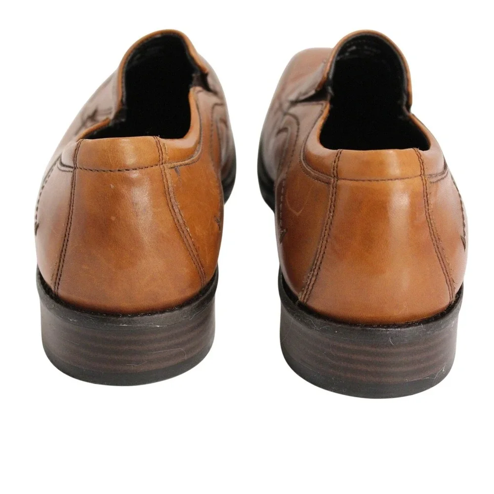 Johnston & Murphy Men's Brown Leather Slip-On Loafers Sheepskin Shoes Size 10